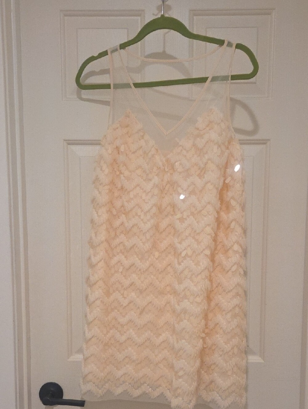 Anthropologie Peach Cream Lace Slip Dress